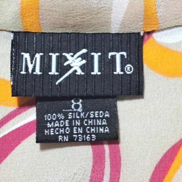 Vintage Mixit 100% Silk Tie Neck Top Sleeve Less Button Down Blouse Sz 8 Casual - Picture 2 of 8